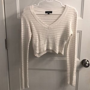 White wide knit sweater
